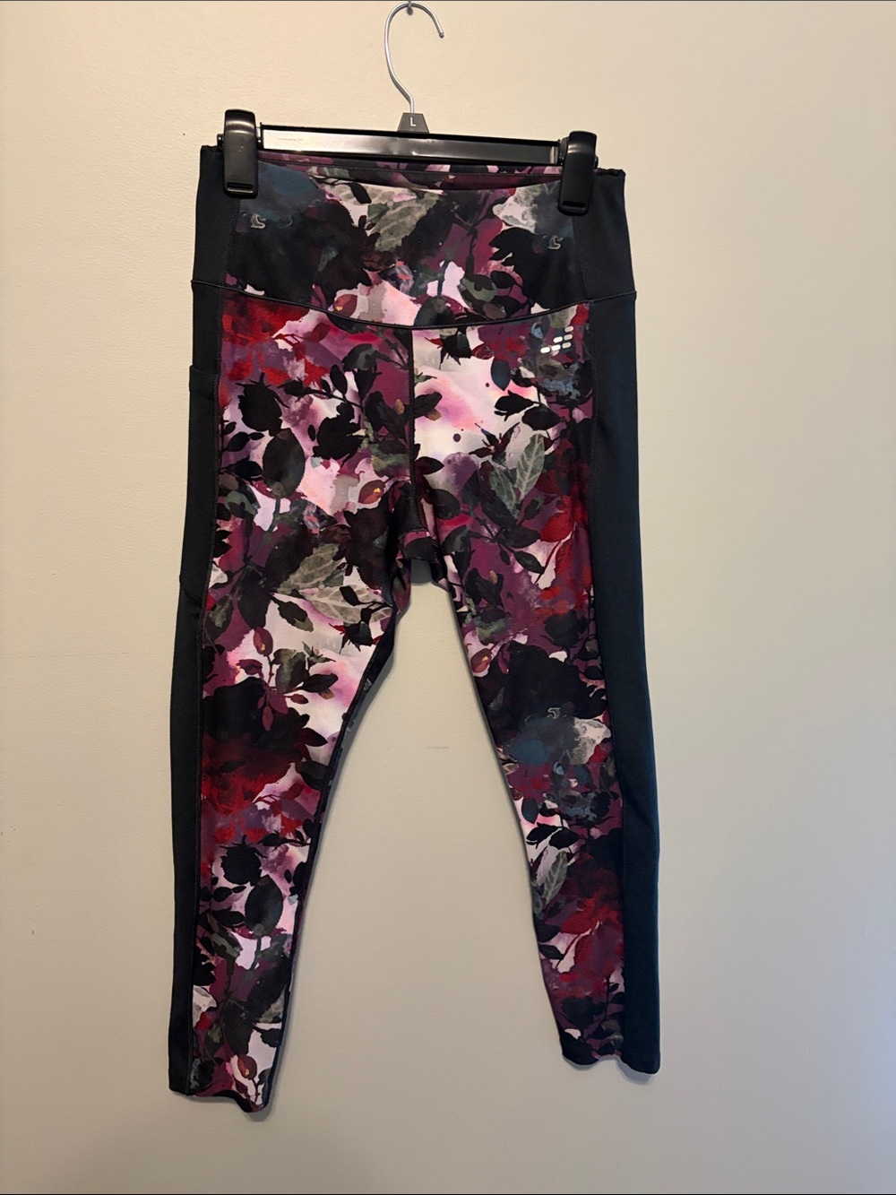bcg Floral Print Women’s Leggings - Pink, Black & Burgundy